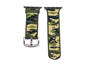 廠家定製適用於蘋果軍綠(lǜ)色迷彩矽膠表帶watch單色矽膠iwatch1/2/3/4代通用表帶現貨