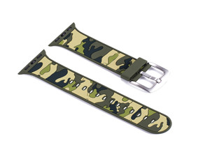 廠家定製適用於蘋果軍綠(lǜ)色迷彩矽膠表帶watch單色矽膠iwatch1/2/3/4代通用表帶現貨